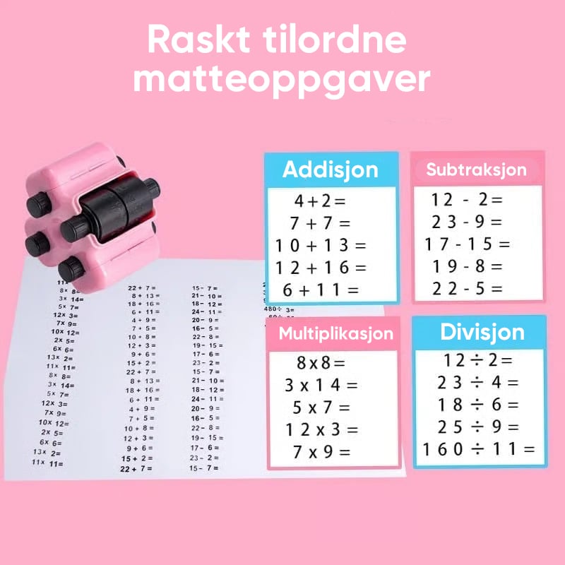 4-i-1 Rullestempelsett for Matematikkøving