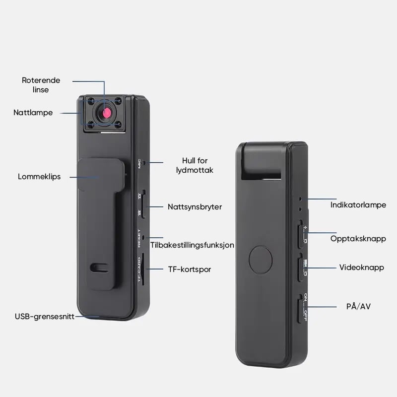 Ultra HD 2-i-1 Sports Video- og Lydopptaker
