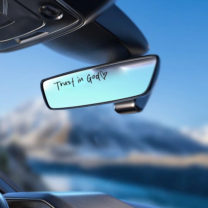 "Trust in God" dekorativt klistremerke til bakspeilet i bilen