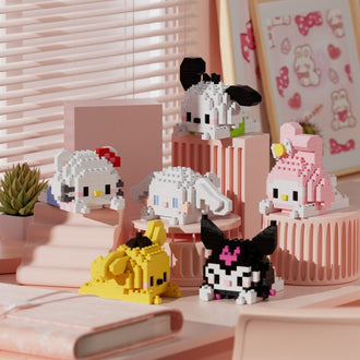 Tegneseriedukkebyggeklosssett – monteringsleker med mikropartikler for barn