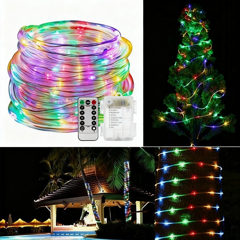Soldrevet 8-funksjons vanntett kobbertråd vannrør LED-lyslenke