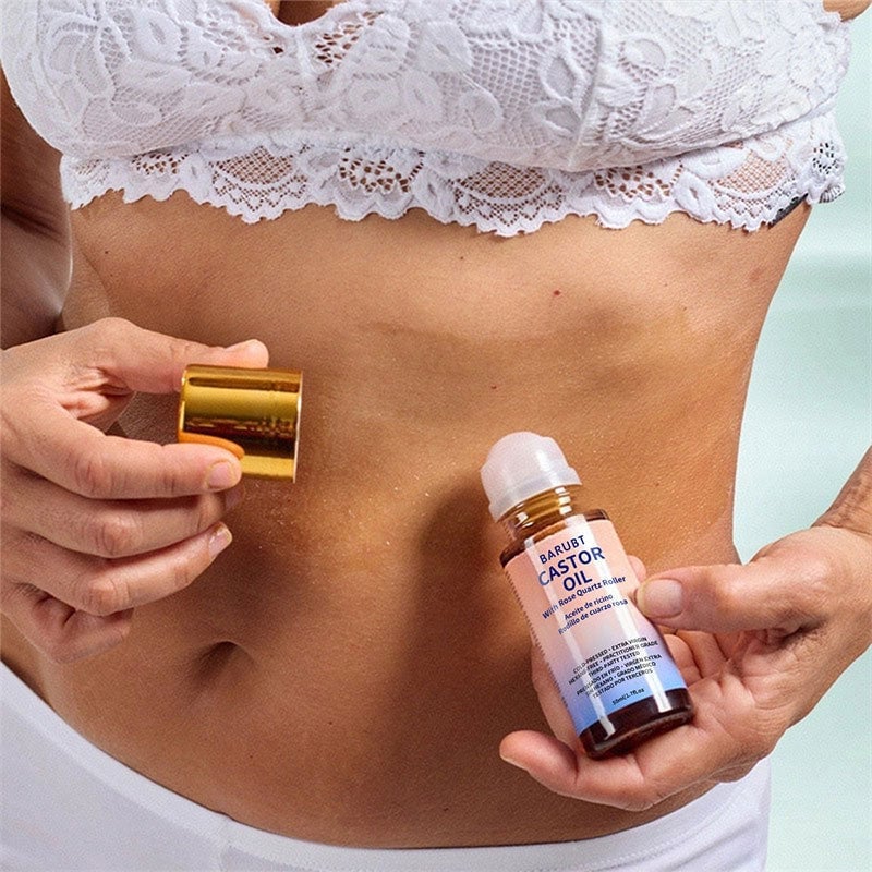 Økologisk gyllen ricinusolje roll-on med rosenkvarts