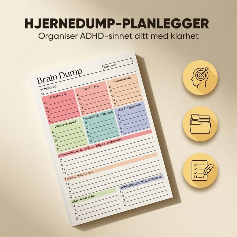 ADHD Hjernedump Planleggerblokk