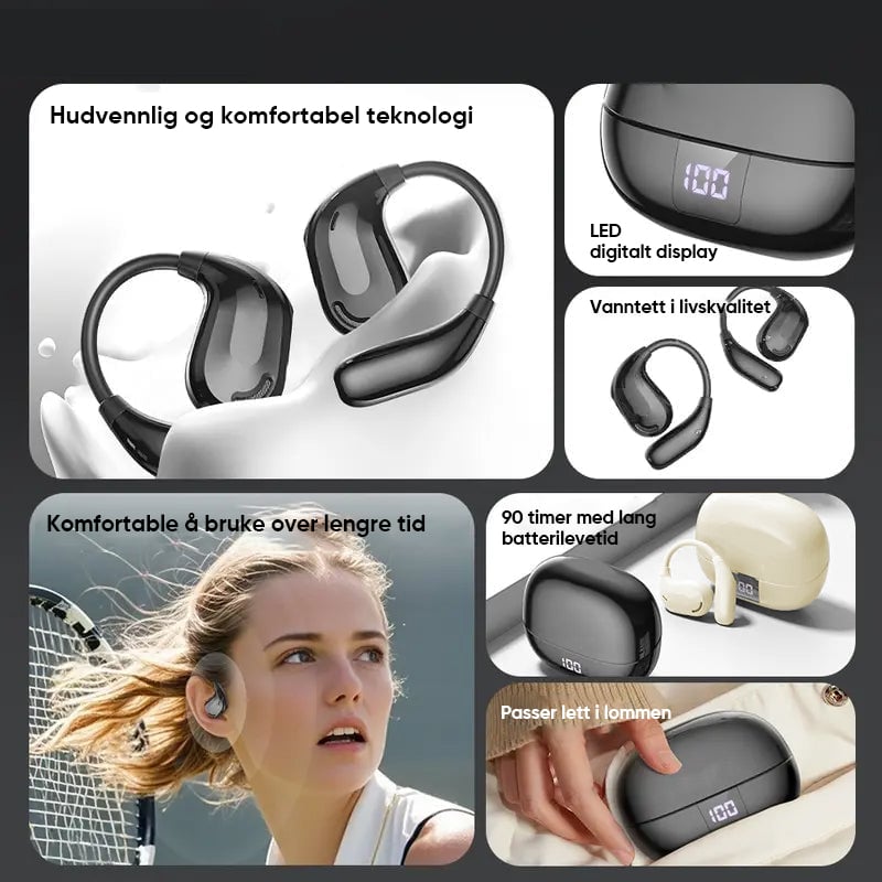 Hi-Fi Sports Bluetooth 5.4 Hodetelefoner med Ørekrok og Støydemping