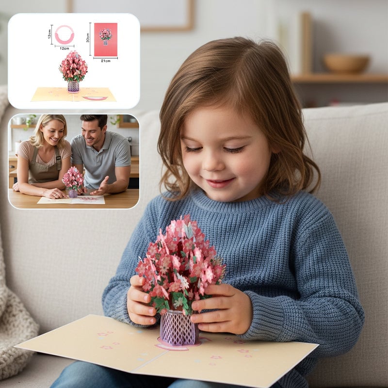 3D Håndlaget Bukett-Hilsenkort