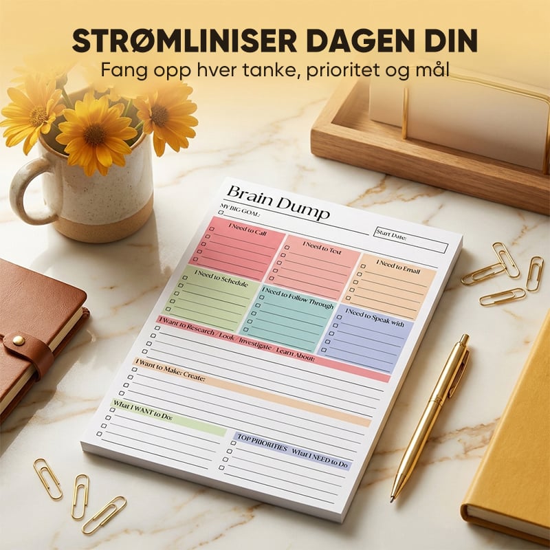 ADHD Hjernedump Planleggerblokk