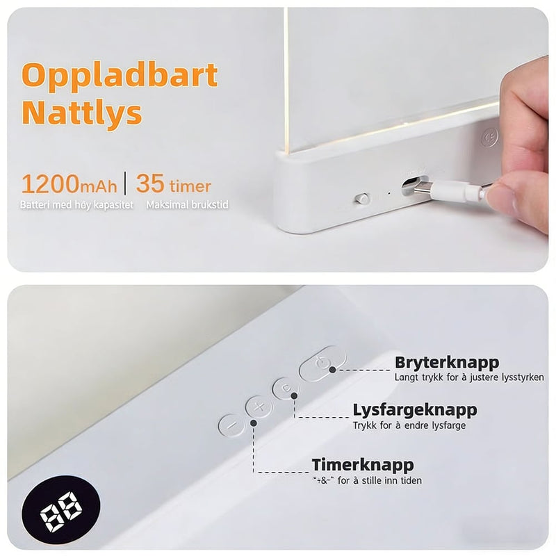 Smart Dimbar Leselampe – Justerbar Timer og Øyevennlig Skrivebordslampe for Studiet eller Nattbordet