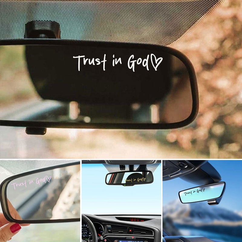 "Trust in God" dekorativt klistremerke til bakspeilet i bilen