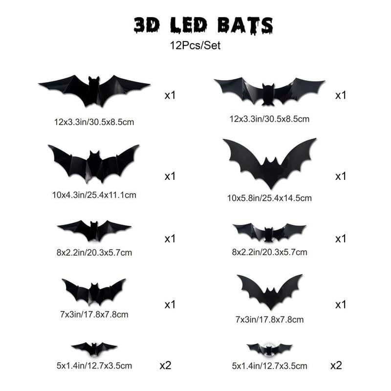 3D Flaggermusdesign LED Dekorasjon