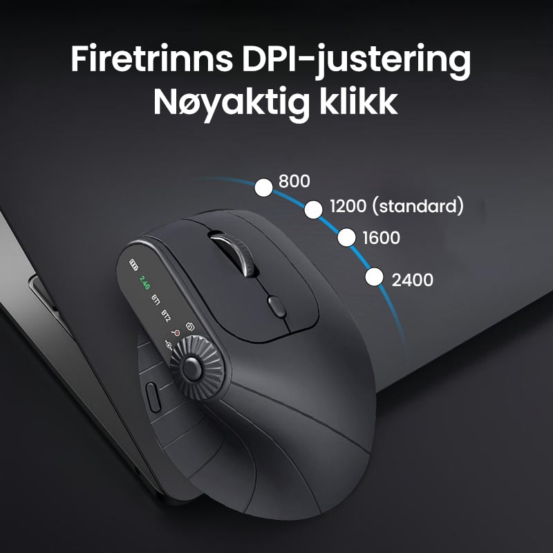 Sakerplus Ergonomisk Trippel-Tilkobling Trådløs Mus