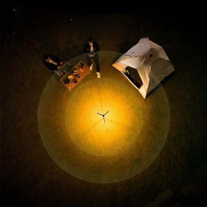 Teleskopisk sammenleggbar campinglampe med stativ