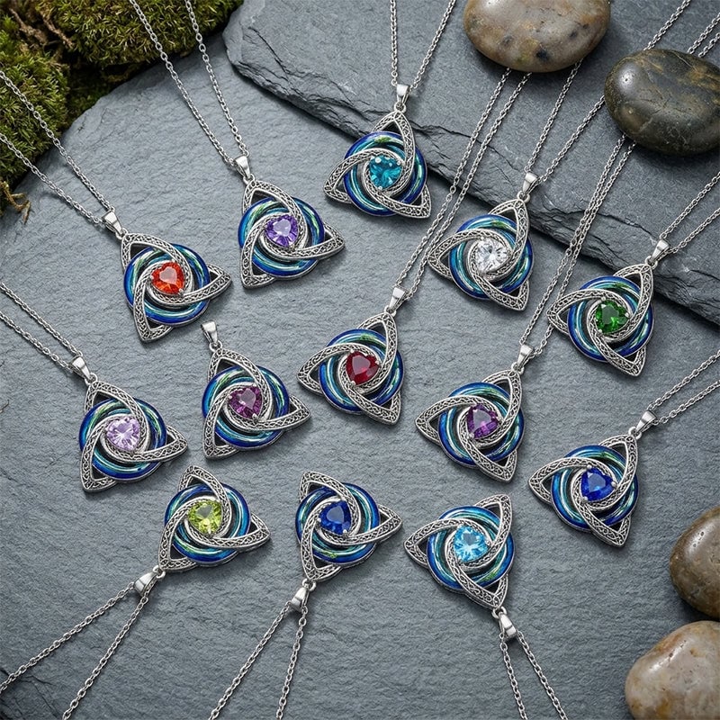12-Month Celtic Birthstone Necklace