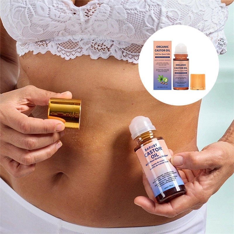 Økologisk gyllen ricinusolje roll-on med rosenkvarts