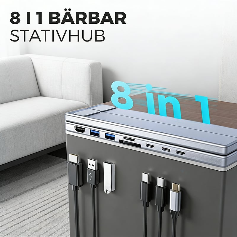 8-i-1 USB-C-Dokkingstasjon for Bærbar PC