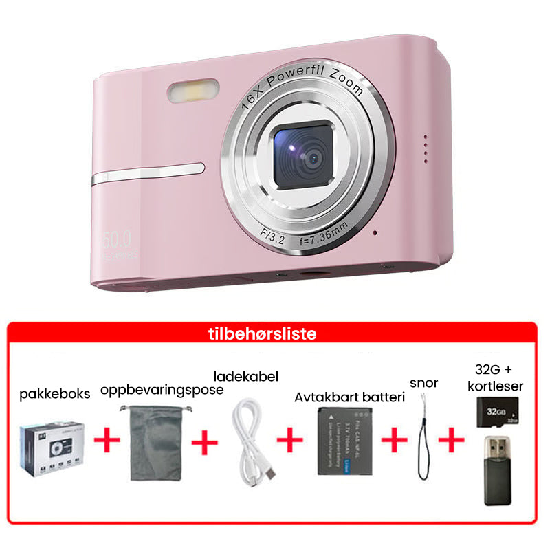 Oppgradert FHD 1080P digitalkamera