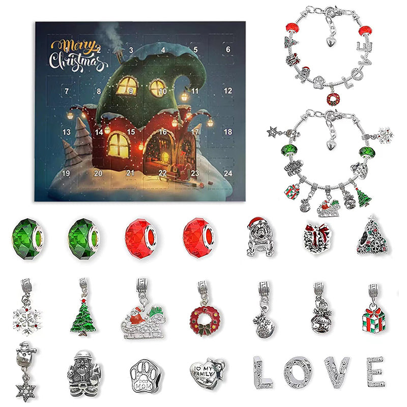 24 dagers nedtellingskalender - gjør-det-selv julekalenderarmbånd-sett
