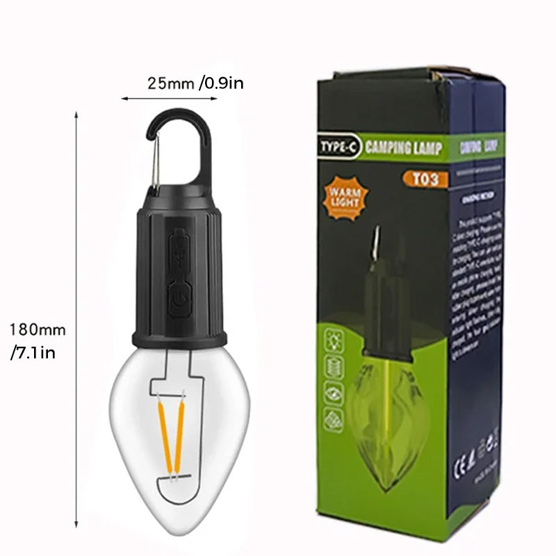 Ny utendørs campinglampe med Type-C-ladbar retro-lampe til oppheng