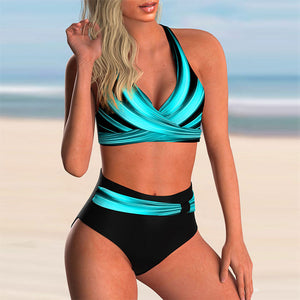 Trykt bikinisett med kryss design