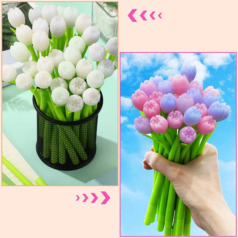 Kulepenner med tulipaner som skifter farge