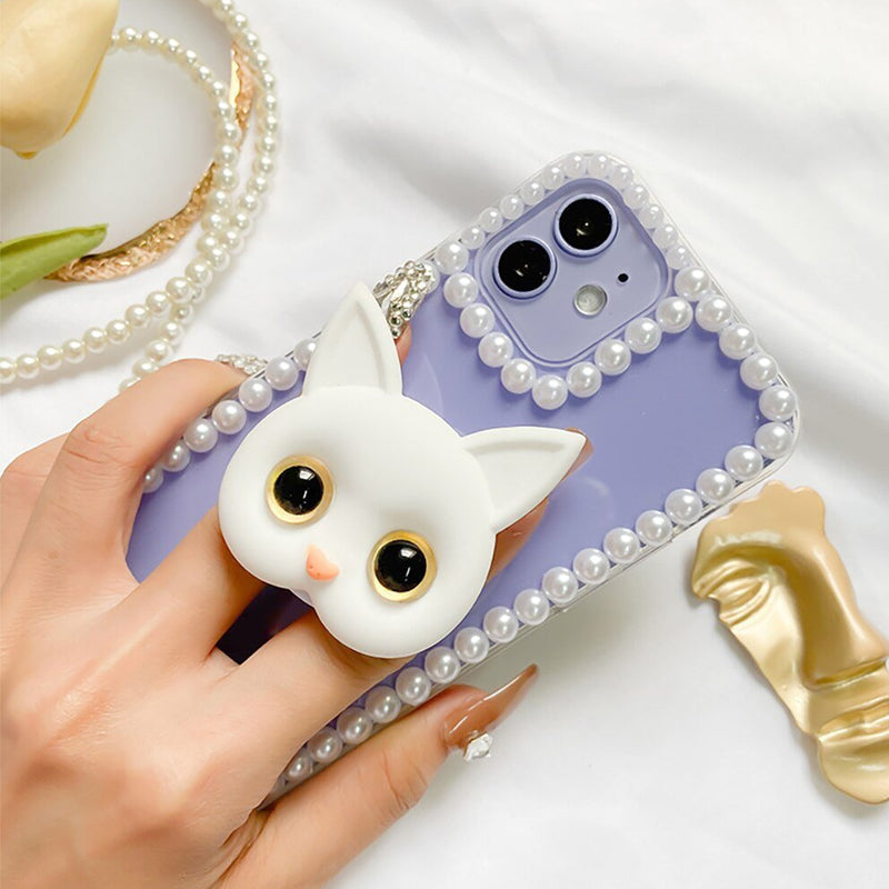 Søt 3D Cat-telefonholder med minispeil