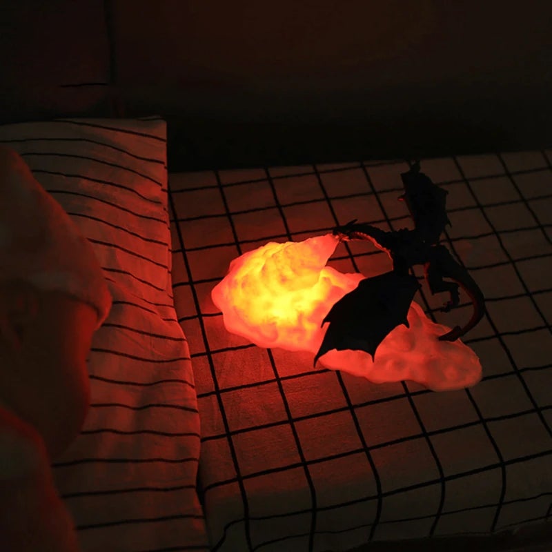3D Flammesprutende Drage Nattlampe