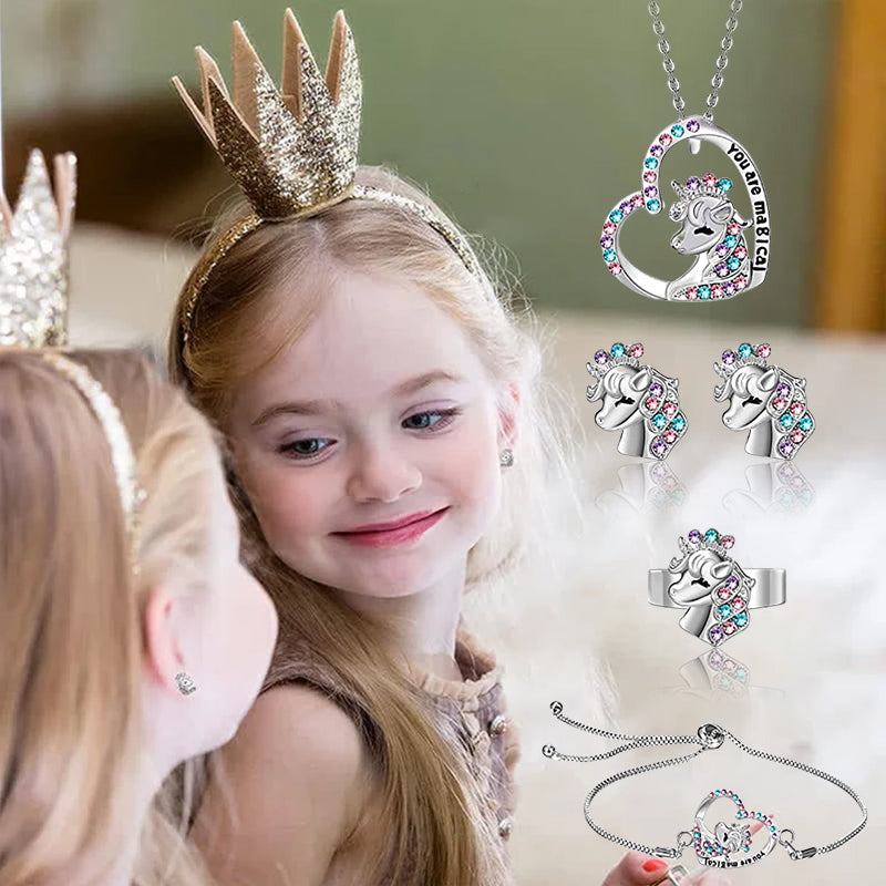 "You Are Magical" - Unicorn Princess Earrings and Necklace