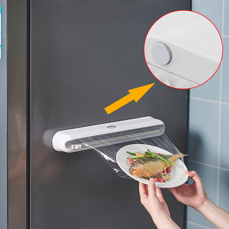 Veggmontert plastfolie kutter