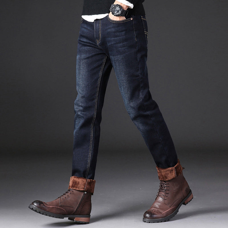 Male Loose Stretchy Denim Straight Pants