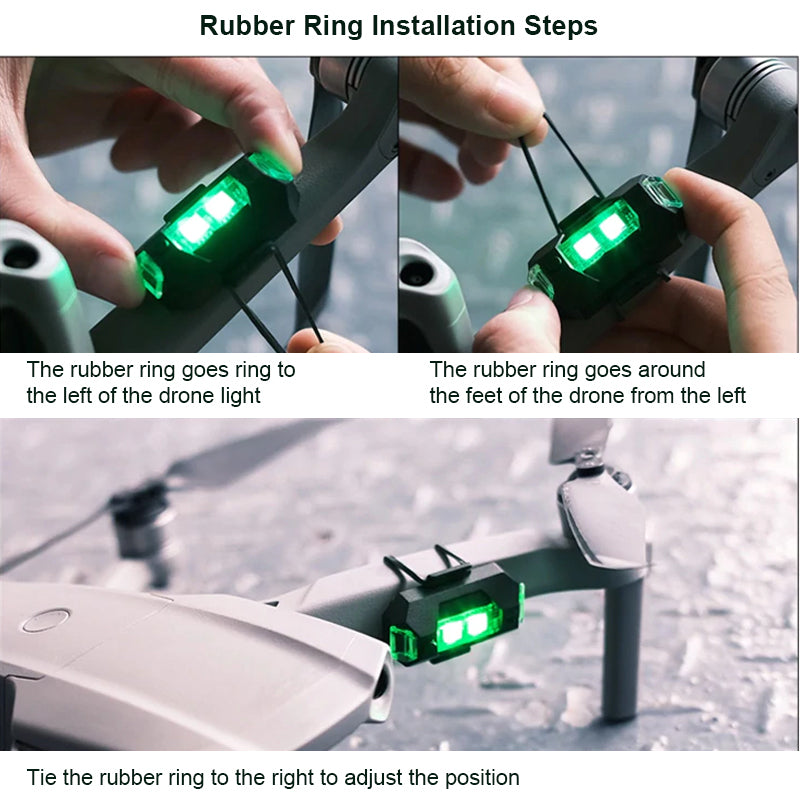 4 farger LED strobelys med USB-lading for drone
