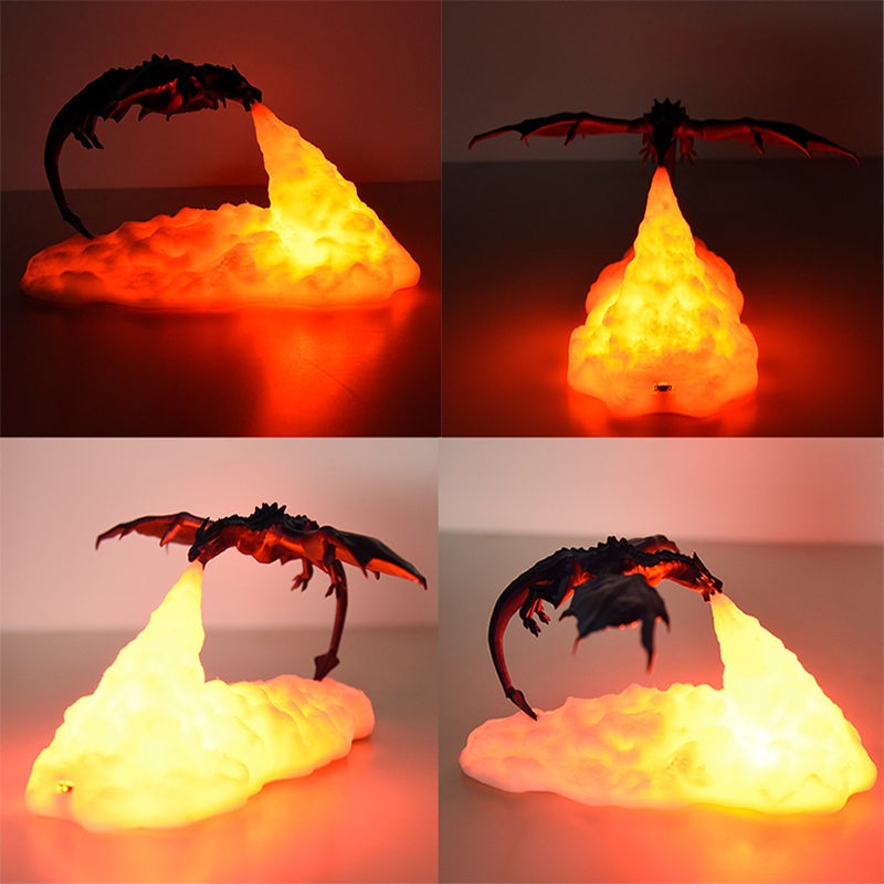 3D Flammesprutende Drage Nattlampe