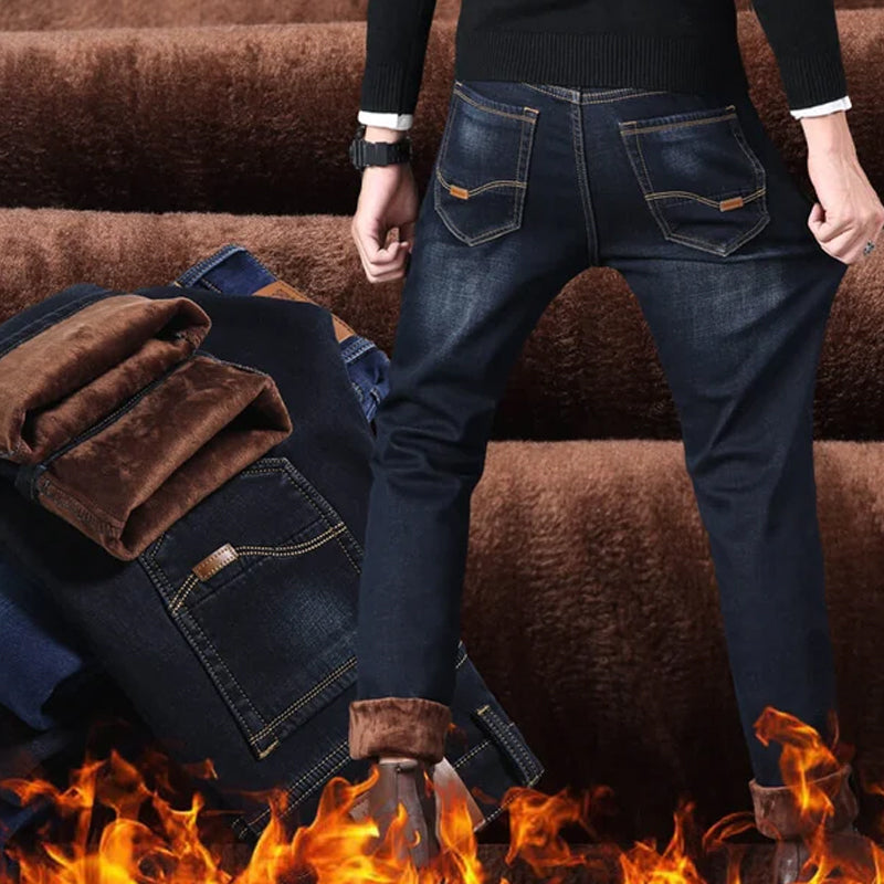 Male Loose Stretchy Denim Straight Pants