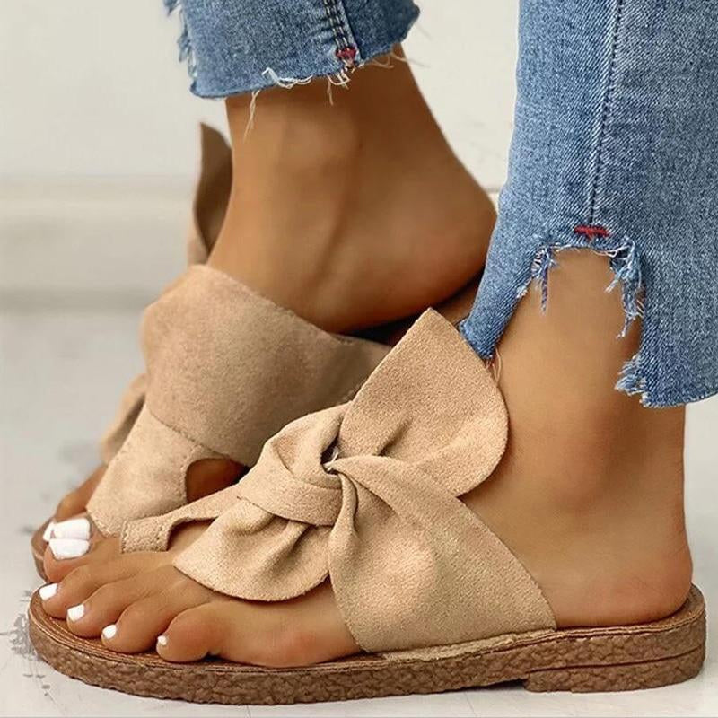 Sandaler med sløyfe i semsket skinn