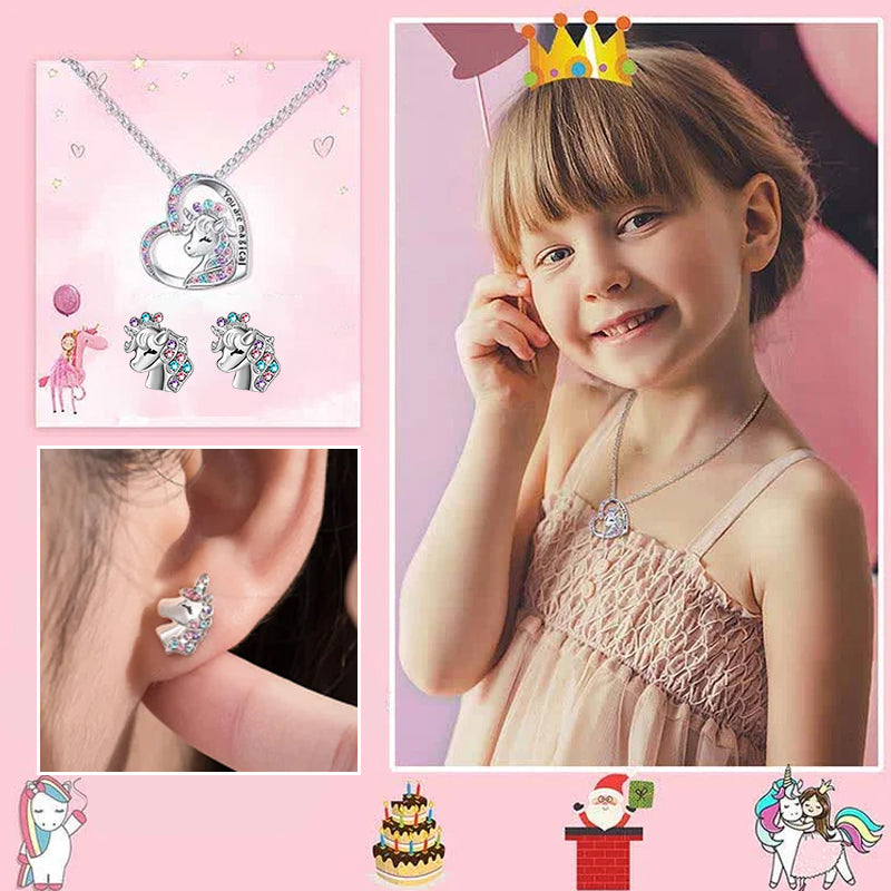 "You Are Magical" - Unicorn Princess Earrings and Necklace