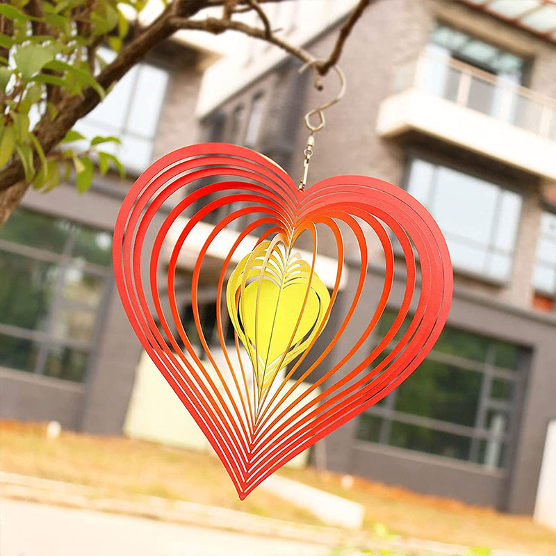 Roterende vindspinner med hjerte-design i rustfritt stål