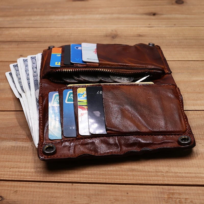 Lommebok med flere kortspor og myntlomme i retrostil