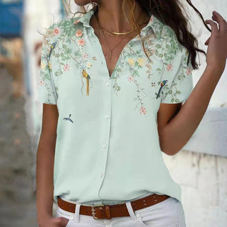 Skjorte med blomstertrykk