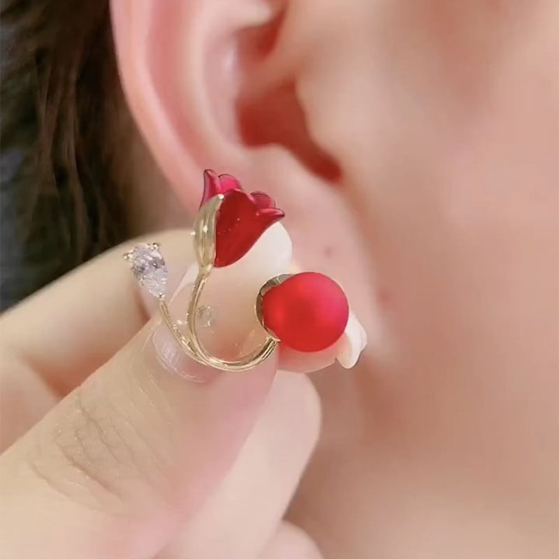 Tulipanblomst - allsidige øreringer