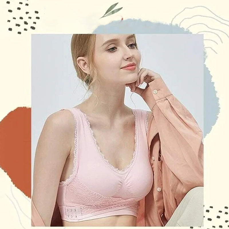 Løftende bøyle-fri BH med blonde kryss-spenne foran