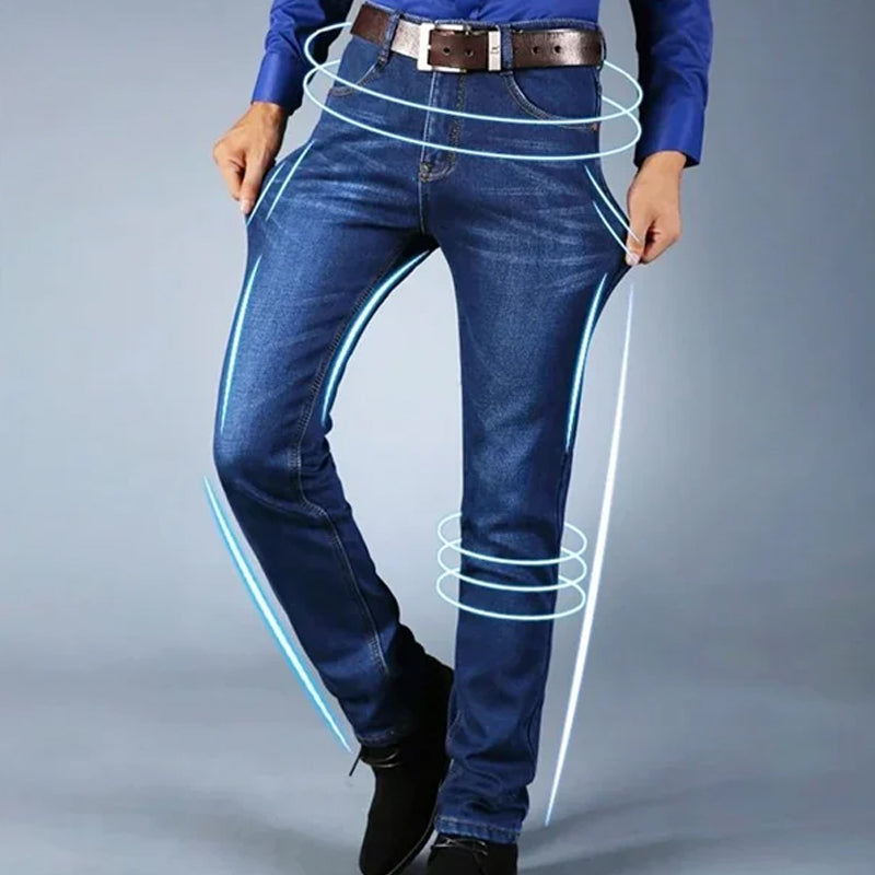 Male Loose Stretchy Denim Straight Pants