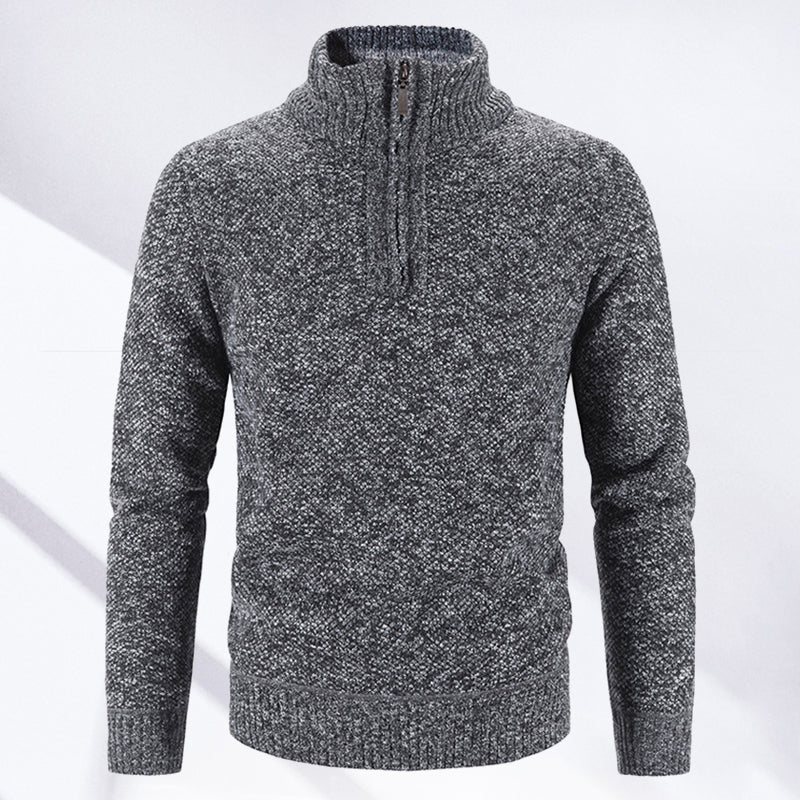 Winter Men's Fleece Sweater Half Turtleneck Knitted Sweaters