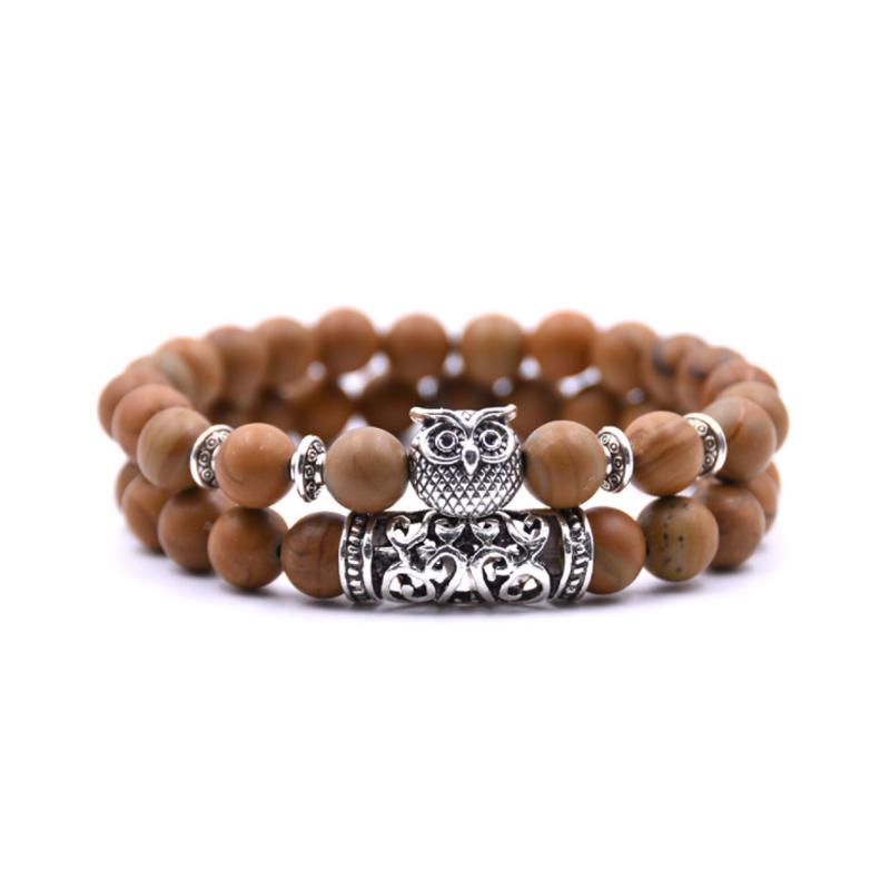 Ugle sjarm naturstein armbånd