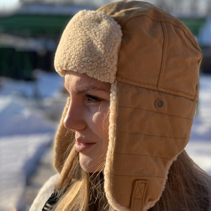 Vintage ear protection fleece hat