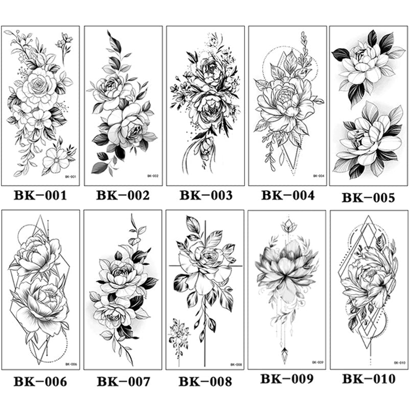 Skisse Blomster tatoverings klistremerker