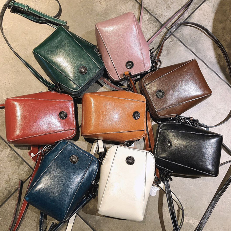 Oil Waxed Leather Small Bag