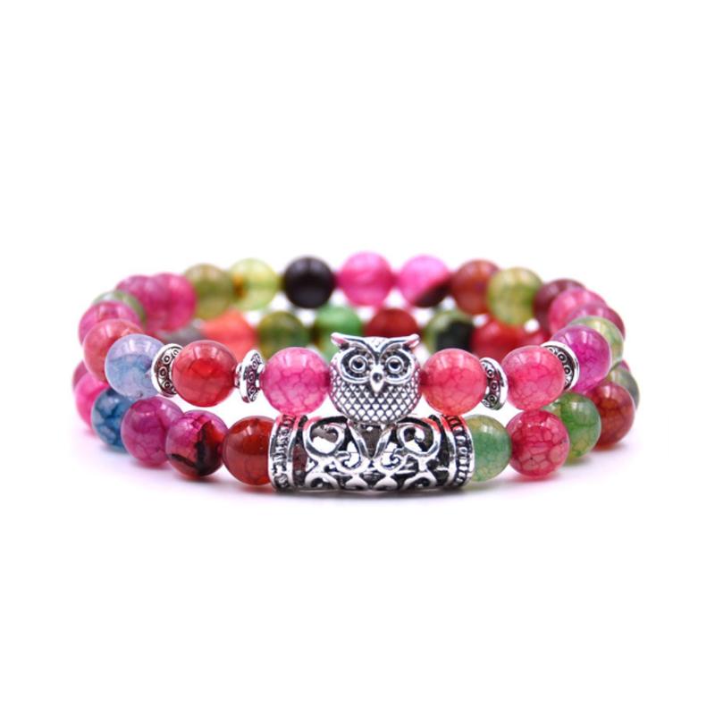 Ugle sjarm naturstein armbånd