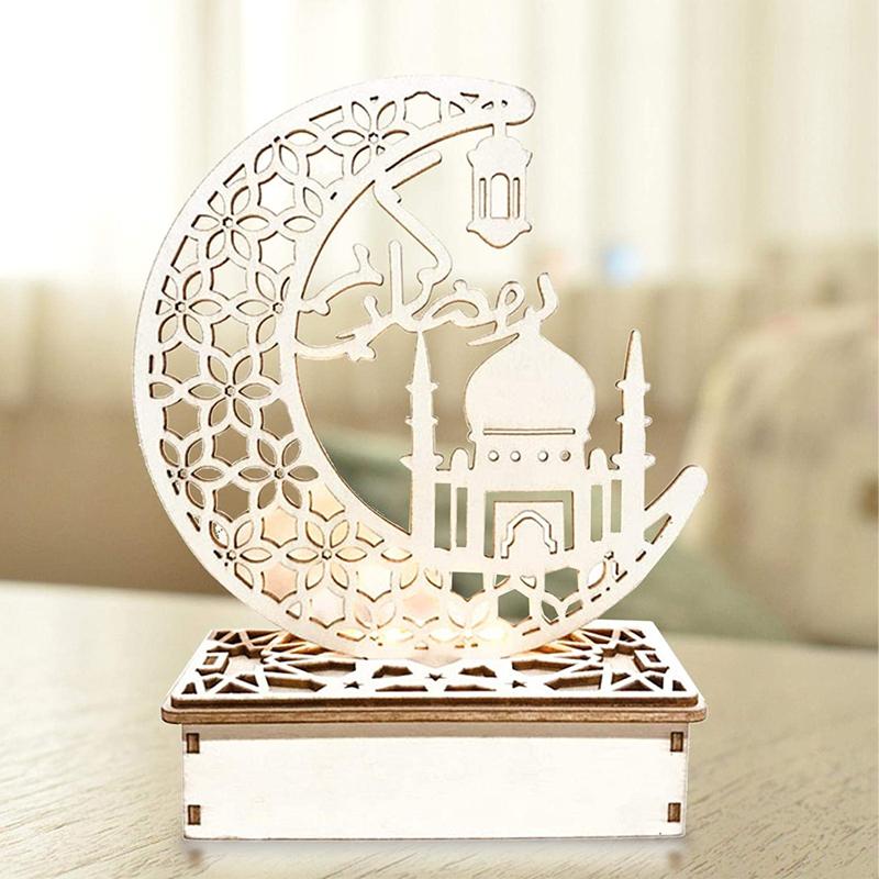 Eid Mubarak Ramadan LED dekorasjonslys i tre