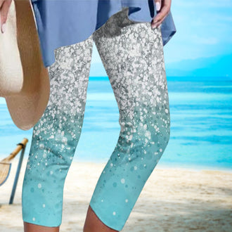 Flerfarget trykt bukser for kvinner