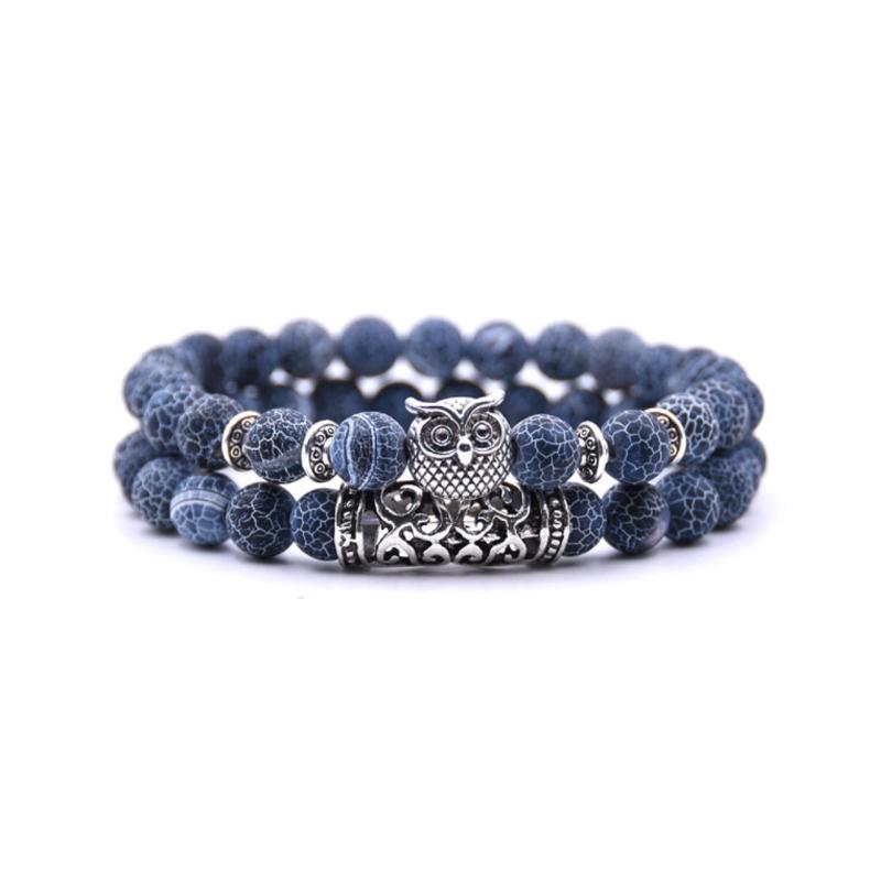 Ugle sjarm naturstein armbånd