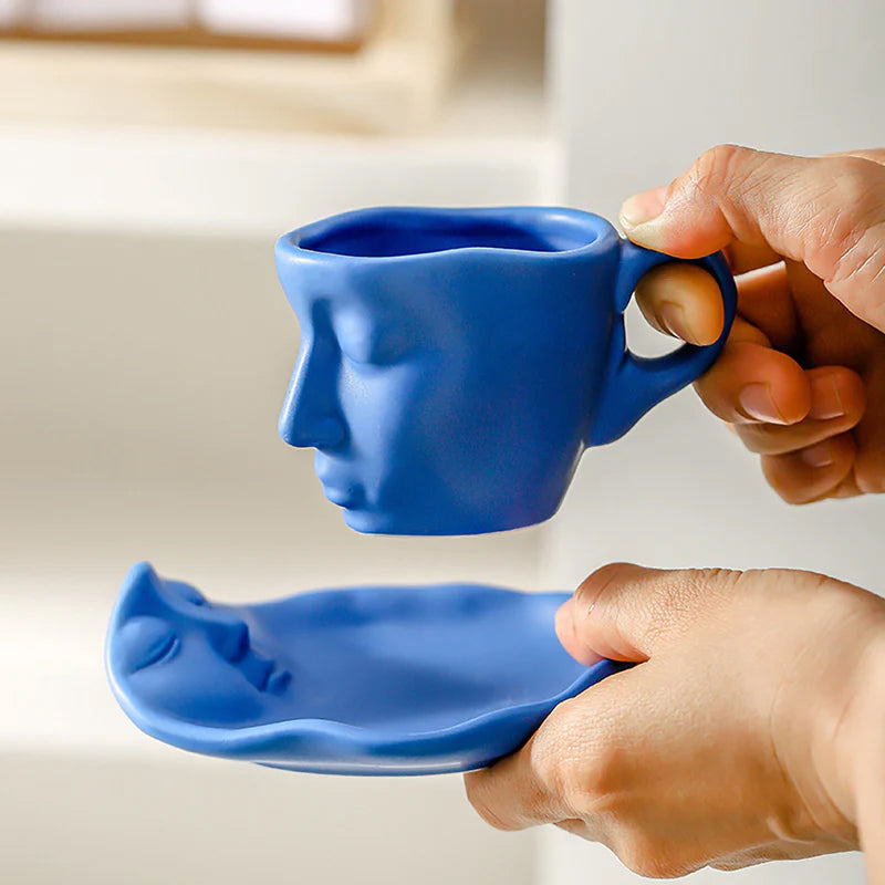 Metall Berøre ansiktet Kreativ keramisk Kiss kaffekrus