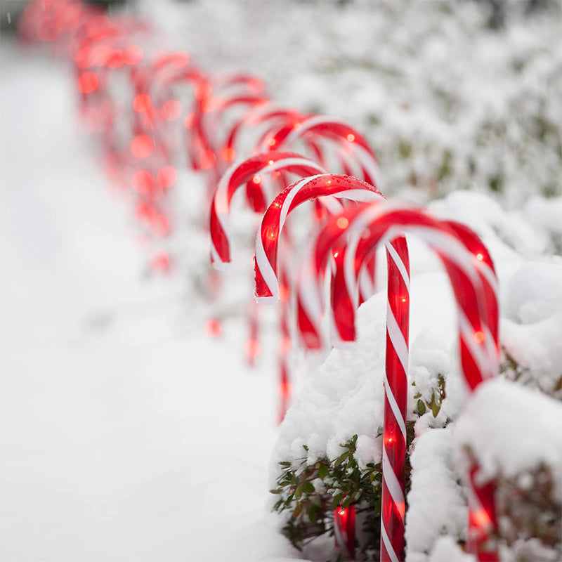 Solar Candy Cane Christmas Decorations